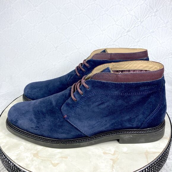 Sebago Chukka Boots Mens 9.5 Navy Blue Suede Leather Turner Lace Up Classic Shoe - Picture 6 of 13